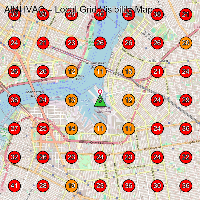All4HVAC GeoGrid visibility map for Hvac Contractor in None